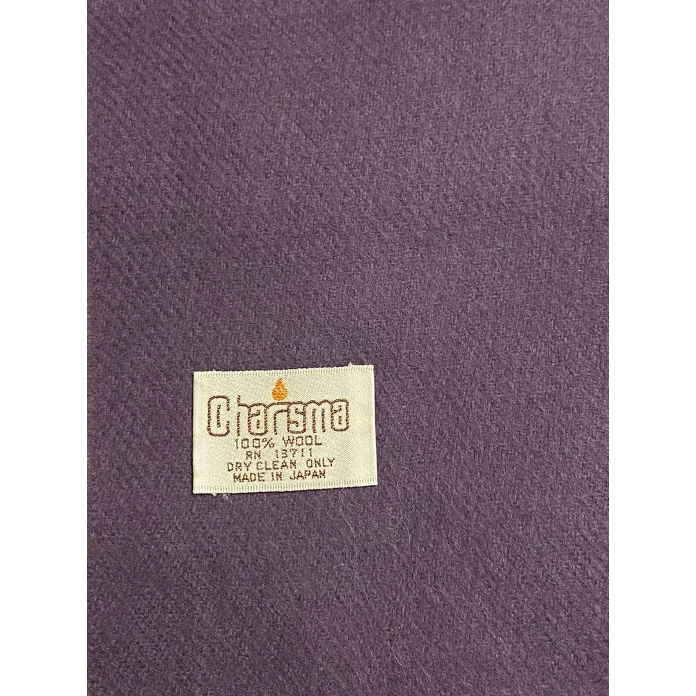 Charisma 100% Lana Wool Purple  Scarf /Neck Warmer Fringe Made in Japan PreOwned